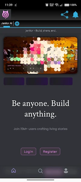 Janitor AI app interface on Android phone
