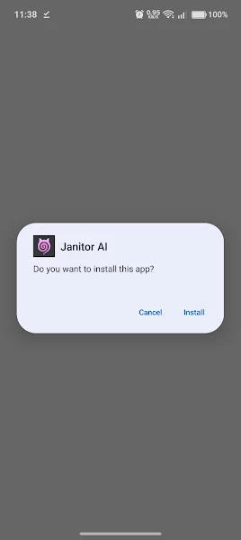Janitor AI conversation screen on Android