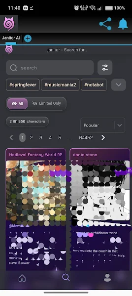 Janitor AI APK detail screen